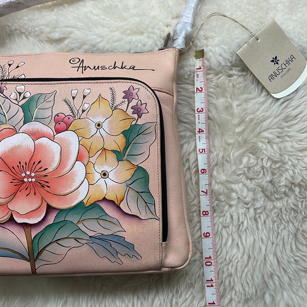 Anuschka Adjustable Crossbody Bag - Pink and Yellow Floral Design - Picture 4 of 9